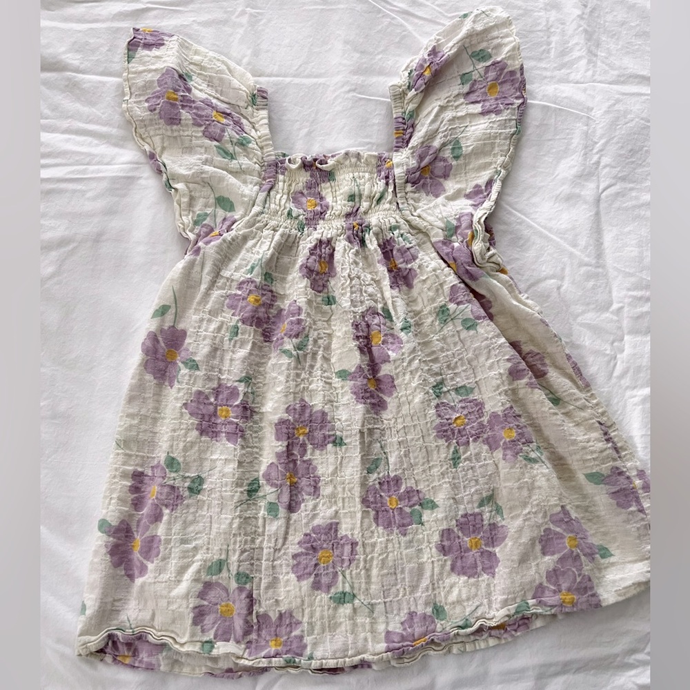 Zara Purple and White Sundress Sleeveless Flutter Sleeve